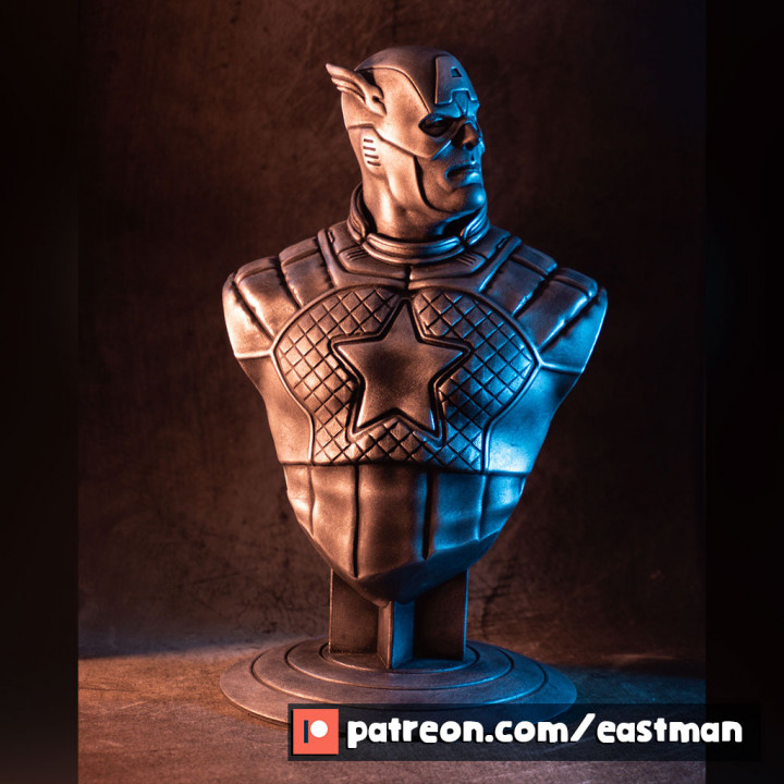 captain america bust fan art cap figure hero marvel super avengers steve 3 super-h ro fan-art rogers steven eastman 3D print model - Mito3D