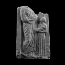 mother twins funerary stele louvre paris scan 3d print model - Mito3D