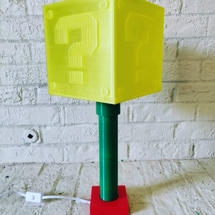 super Mario lampada giardino freddo arte decorazione facile divertimento gioco verde ragazzi luce puntello rosso supporto giocattolo giallo arredamento 3D print model - Mito3D