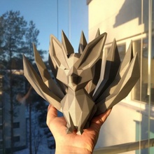 low-poly nine-tailed fox fan art animal creature decoration fantasy mythical lowpoly naruto tail spirit mystical ninetails kyubi ninetales 3d print model - Mito3D