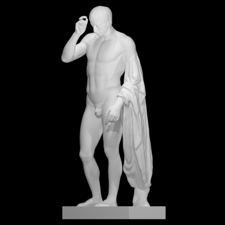 Marcellus Hermes logolar indirgenmiş taramak heykel oyuncular 3D print model - Mito3D