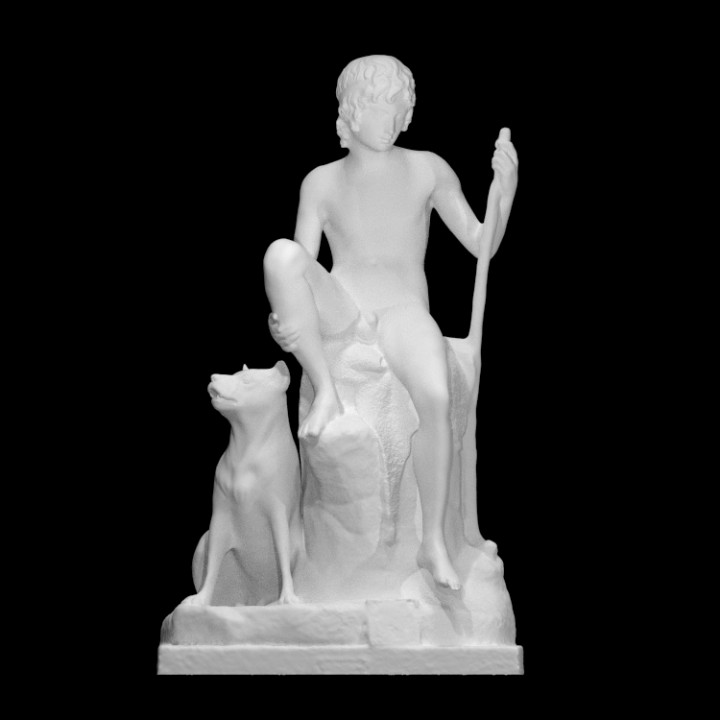 shepherd boy scan dog sculpture marble bertel-thorvaldsen 3D print model - Mito3D