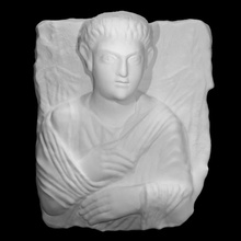 bust man gadda scan sculpture stone grave stele 3d print model - Mito3D