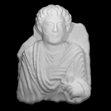 bust man qallista scan sculpture stone relief stela 3d print model - Mito3D