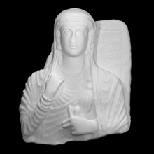 bust woman 'ambai scan sculpture stone grave relief stele 3d print model - Mito3D