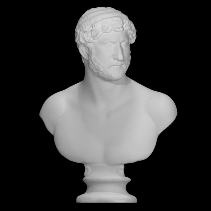 portrait empereur hadrien analyse buste chef romain sculpture marbre Masculin nu 3D print model - Mito3D