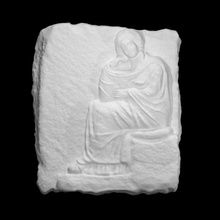 funerary stele seated woman scan figure roman marble relief 3d print model - Mito3D