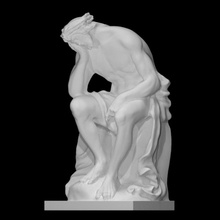 Cristo angustia escanear cuerpo figura Jesús hombre estatua madera masculino triste sentado 3d print model - Mito3D