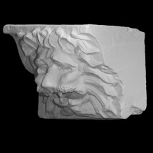mask lion scan sculpture stone limestone facade 3d print model - Mito3D
