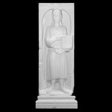 prophète portant livre analyse sculpture bas relief daurade calcaire 3d print model - Mito3D