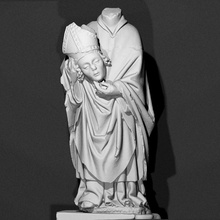 céphalophorique évêque analyse tête sculpture calcaire portant céphalophore 3d print model - Mito3D