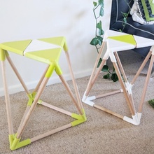 stool - 3d printable life size furniture & garden chair house minimalist homeware triangle dowel triforce timber minimal 3d print model - Mito3D
