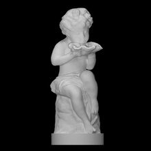 putto holding shell scan figure sculpture boy seated terracotta sotheby 3d print model - Mito3D