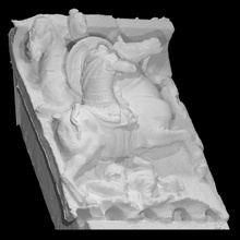 equestrian combat - relief terracotta scan greek mythology roman sculpture shield soldier war warrior horse religion 3dprint 3dscan heritage cultural horseman 3d print model - Mito3D