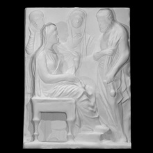 relief seated woman scan figure people sculpture 3d print model - Mito3D