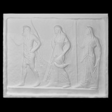 procession gods hermes athena artemis scan ancient mythology roman sculpture relief 3d print model - Mito3D
