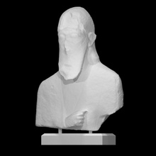 cabeza barbado masculino devoto escanear antiguo hombre escultura caliza 3d print model - Mito3D