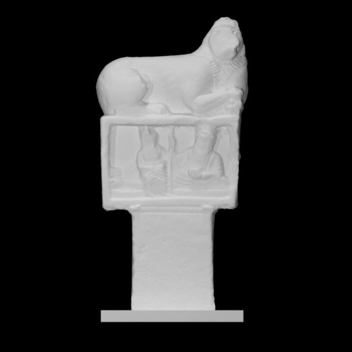 funerary stele symposium scene scan limestone grave relief 3D print model - Mito3D