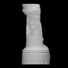 funerary column figure relief scan ancient head man limestone 3d print model - Mito3D