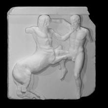 centauro lapith bloccato combattere scansione scultura sollievo metopa panteon architettura 3d print model - Mito3D
