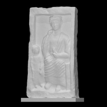 funerary stele woman scan ancient limestone 3d print model - Mito3D