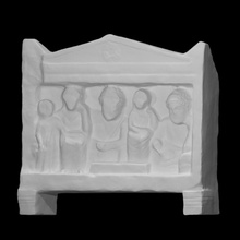 funéraire fronton stèle symposium scène analyse calcaire soulagement 3d print model - Mito3D