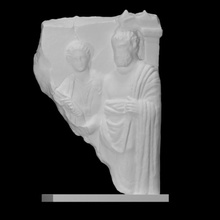 fragmentary funerary stele farewell scene scan ancient sculpture marble relief 3d print model - Mito3D