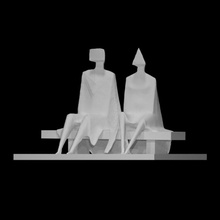 Pareja asiento escanear hombre moderno escultura mujer cifras acero 3d print model - Mito3D