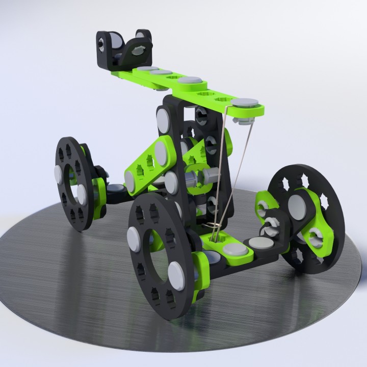 Clickaloo catapulta juguetes juegos juguete vehículo ruedas asedio 3D print model - Mito3D