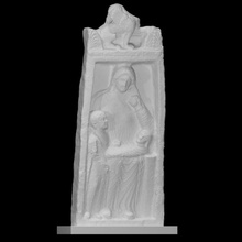 funerario estela joven madre escanear escultura niño caliza alivio 3d print model - Mito3D