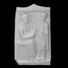 relief seated man kid scan sculpture 3d print model - Mito3D