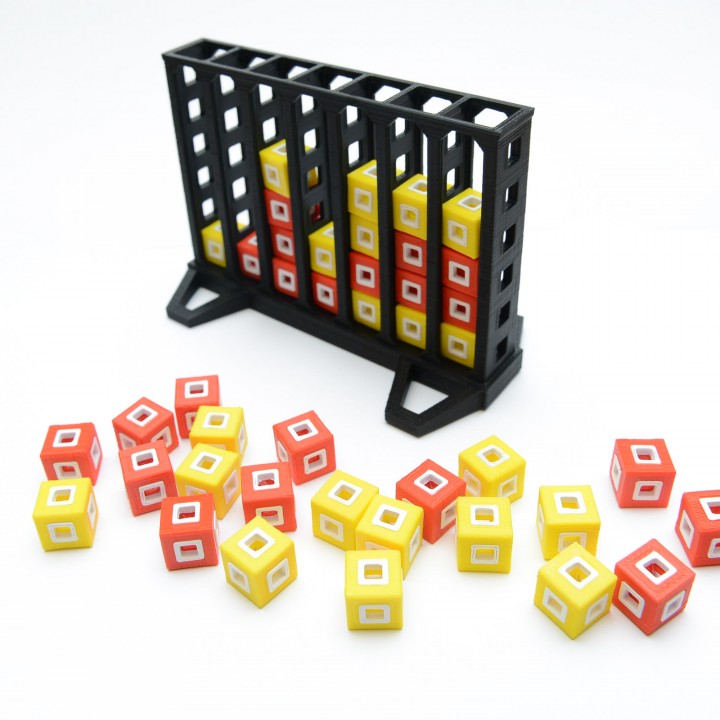 connect 4 - cube style board classic fun game games puzzle strategy toy tabletop abstract 3D print model - Mito3D