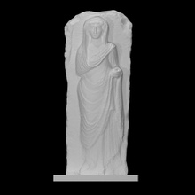 funerary stele woman scan sculpture limestone relief chiton himation 3d print model - Mito3D