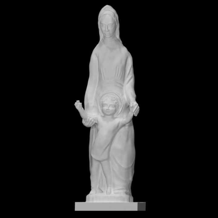 statuette vierge enfant analyse Jésus sculpture Halo Bible 3D print model - Mito3D