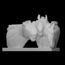 frammento cavalli scansione testa moderno scultura calcare gruppo 3d print model - Mito3D