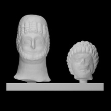 kafalar taramak Antik baş Vesika heykel kireçtaşı grup 3d print model - Mito3D