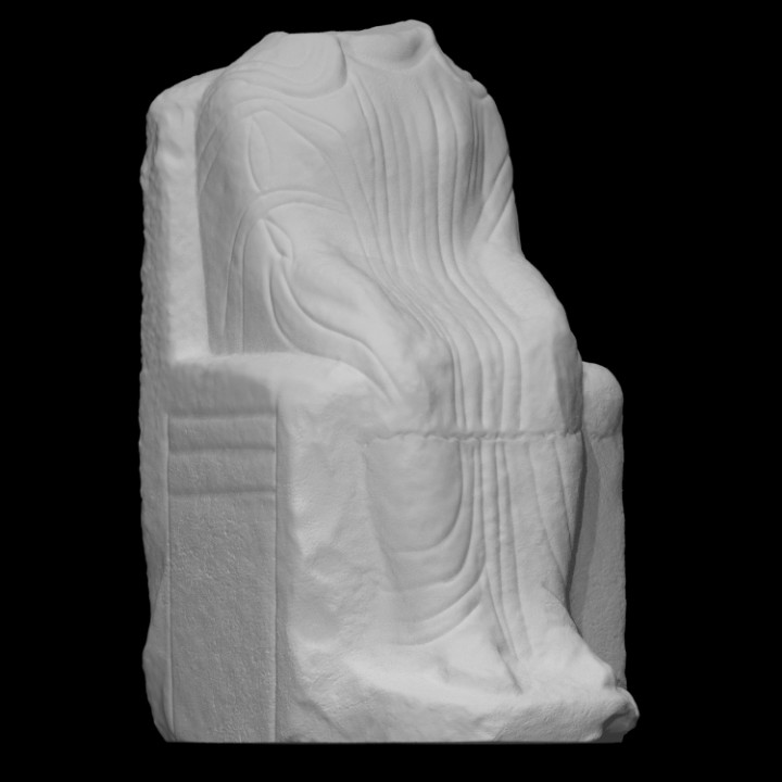 enthroned woman scan ancient figure sculpture marble throne 3D print model - Mito3D