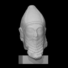 tête votif statue analyse ancien homme sculpture barbe calcaire 3d print model - Mito3D