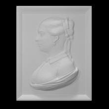 relief jane mayer scan face head portrait sculpture woman brooch 3d print model - Mito3D