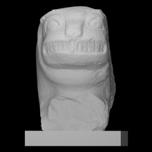 statue Lion analyse ancien tête sculpture temple calcaire 3d print model - Mito3D