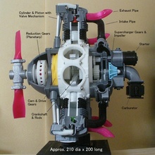 radial motor 7 cylinders recto educación aeronave pistón cilindro 3d print model - Mito3D