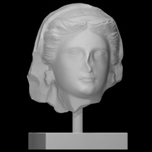 head woman scan ancient face portrait sculpture statue limestone 3d print model - Mito3D