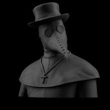 plague doctor & garden hat black bust halloween head helmet horror mask sculpture religion sculpt sla death medic historic illness bubonic epidemic 3d print model - Mito3D