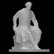 statue john stuart scan figure man sculpture bronze philosopher seated memotial 3d print model - Mito3D