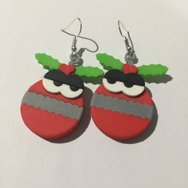 kawaii xmas bauble earrings christmas decorations jewellery jewelry ears 3D print model - Mito3D