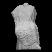 rising goddess parthenon scan ancient female sculpture statue worship marble seated pediment drapery partheon 3d print model - Mito3D