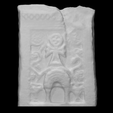pierre tombale niche Ankh traverser vigne vrilles analyse ancien sculpture calcul tombeau calcaire tombe stèle funéraire 3d print model - Mito3D