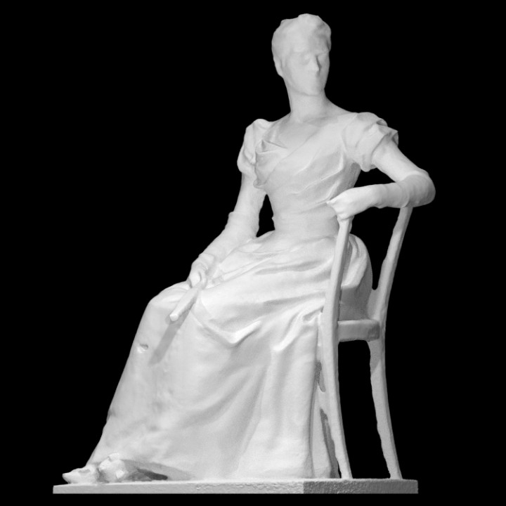 seated lady scan art chair furniture hair hand sculpture statue woman marble fan 3dprint noble 3dscan beauty heritage cultural young short bourgeois carved 3D print model - Mito3D