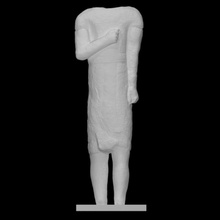 torso male votary scan ancient sculpture statue limestore 3d print model - Mito3D