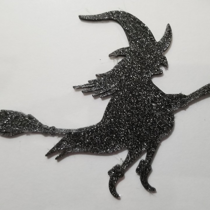 halloween witch silhouette 3D print model - Mito3D